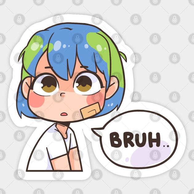 Earth-Chan Bruh Sticker by badruzart